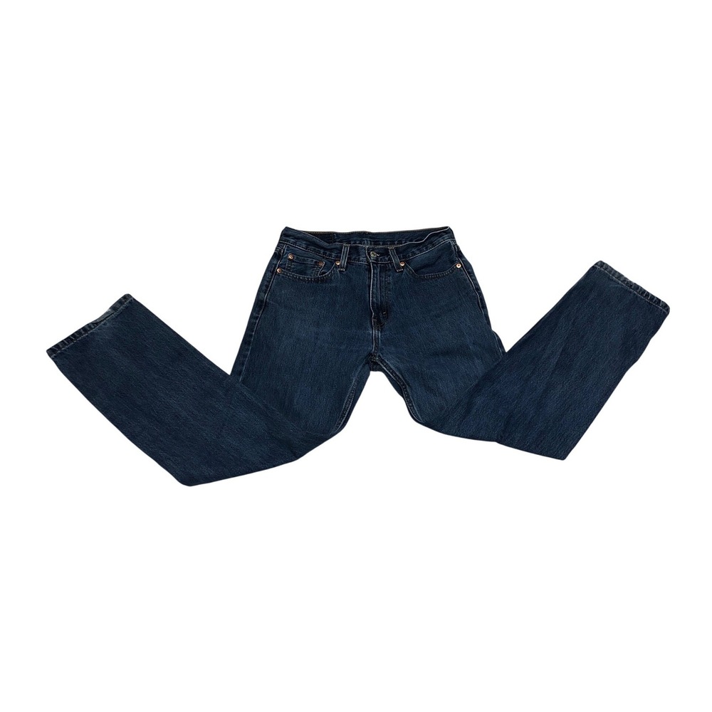 Levis 505 Regular Fit Jeans Mens 30x27 Dark Wash Blue Straight Leg Denim Pants